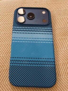 Blue Checkered Stripe iPhone Case